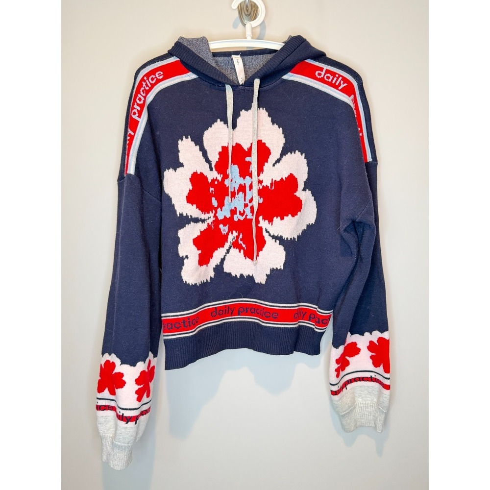 Daily Practice Anthr0pologie Hooded Varsity Top Floral XS - Picture 2 of 8